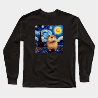 Scared Hamster, van gogh style, starry night, Post-impressionism Long Sleeve T-Shirt